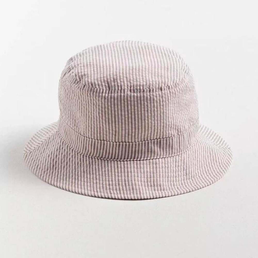 Urban Outfitters Seersucker Bucket Hat Cream